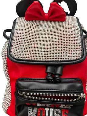 Disney Red and Black Mini Backpack with Crystal-Embellished Flap